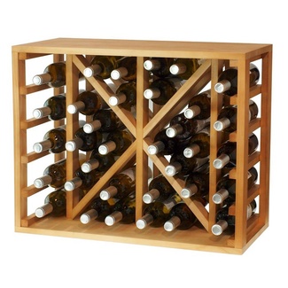 Botellero para vino de pino con capacidad para 34 botellas